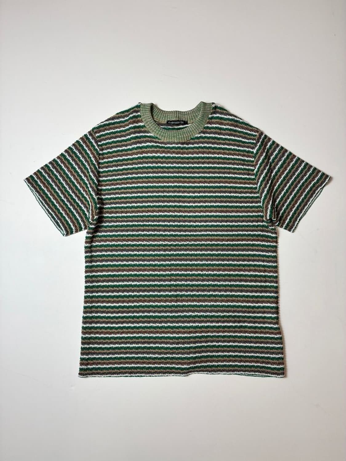 앤더슨벨 20ss 에스닉 스트라이프 숏 슬리브 니트 PN8577 상품이미지1