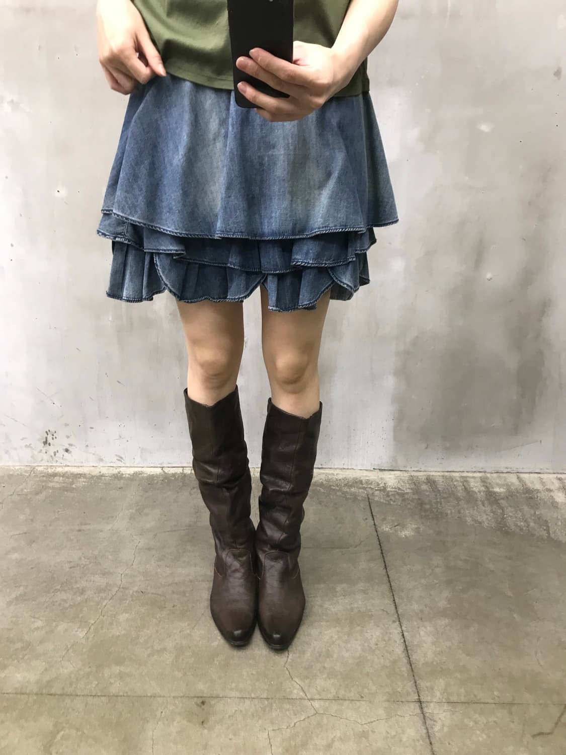 Frill denim mini sk 상품이미지2