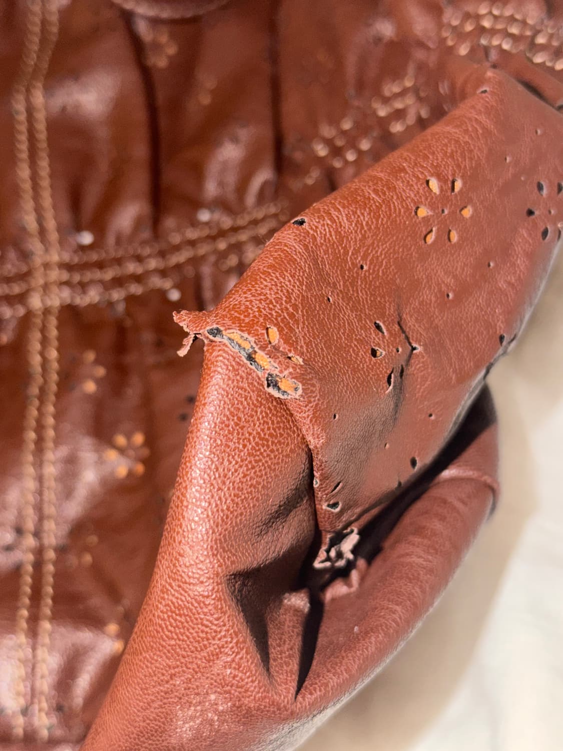 그런지페어리 브라운 레더 셔링 숄더백 모리걸 하구미 보헤미안 상품이미지4