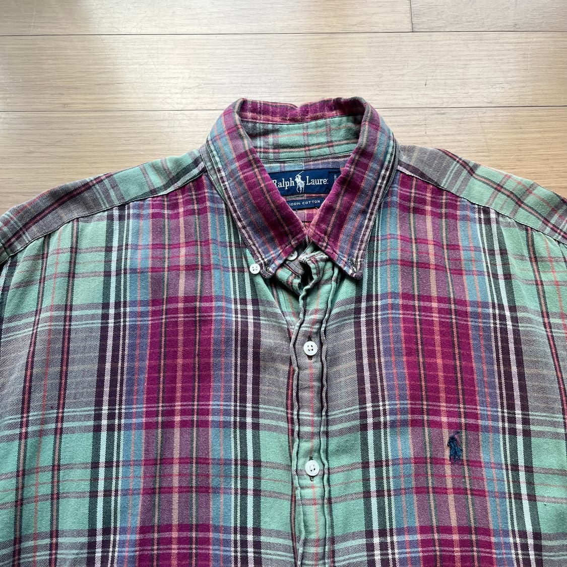 90년대 폴로랄프로렌 체크 플란넬 셔츠 빈티지 상품이미지4