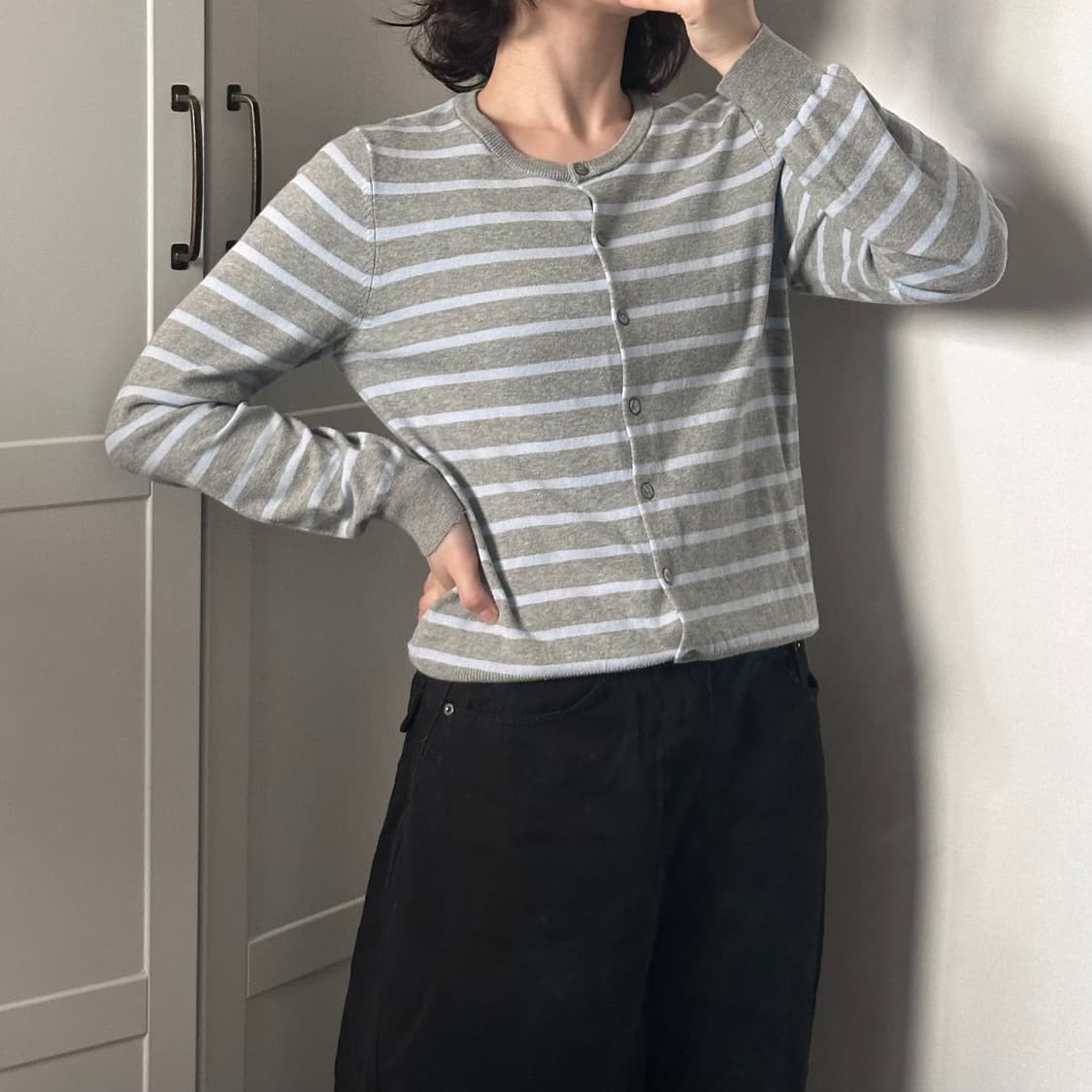 빈티지 일본 GU 쿨톤 스트라이프 가디건 상품이미지2
