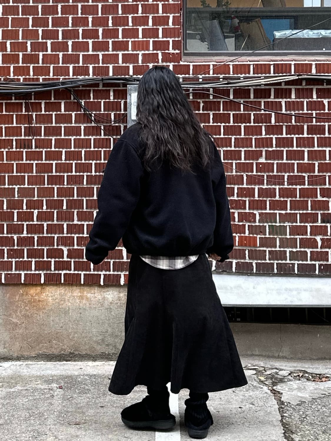 폴로 플리스 스윙톱 폴로 스트라이프 니트 폴로 셔츠 골덴 버튼 스커트세트 상품이미지3