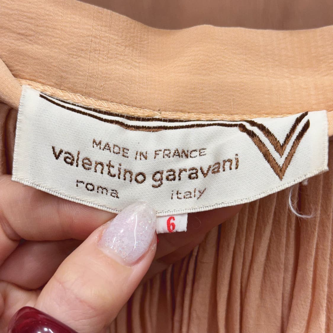 발렌티노 가라바니 플리츠 롱 스커트 터치 주름 디테일 핑크베이지 상품이미지7