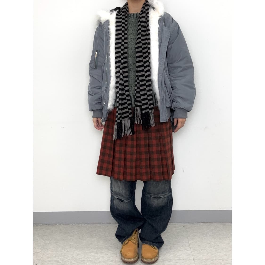 빈티지 체크 플리츠 스커트 상품이미지2