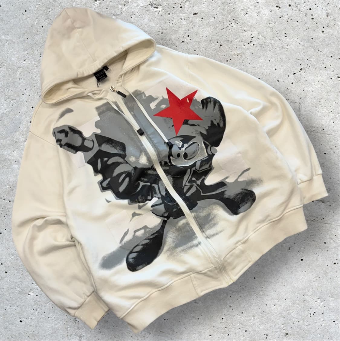 [XL] 넘버나인 아트웍 프린팅 스웻 후드집업 화이트 D249 상품이미지1