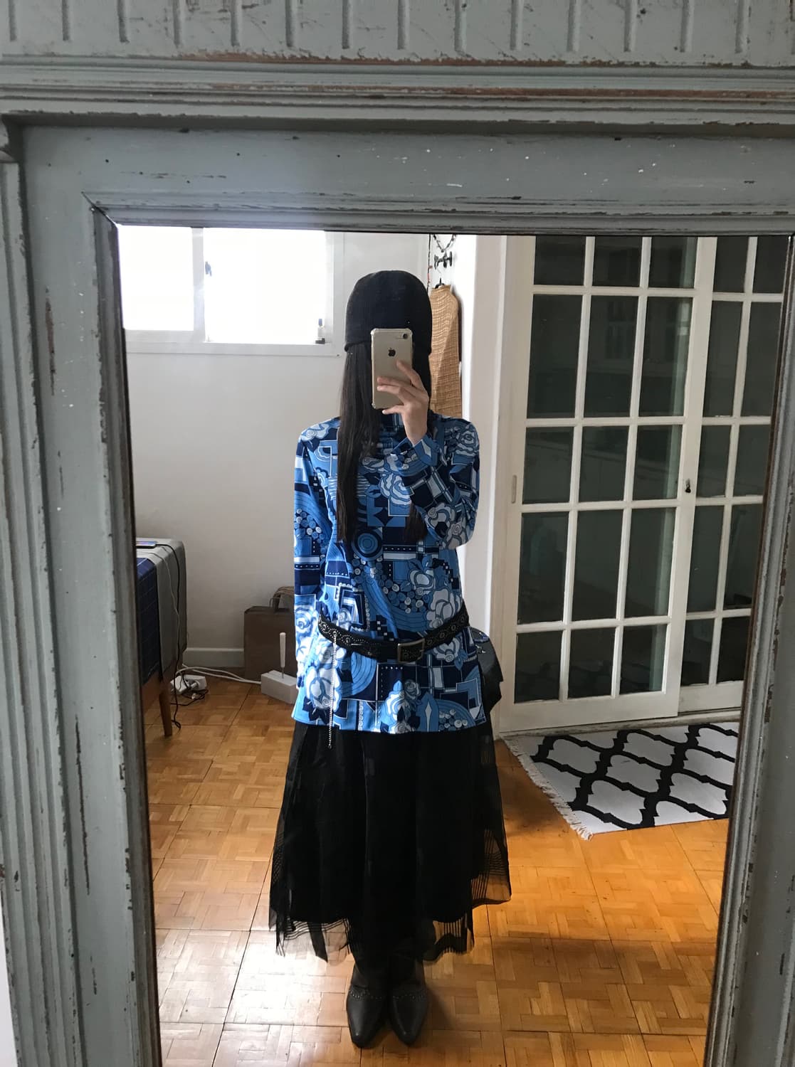 vintage turtle neck pattern top 상품이미지1