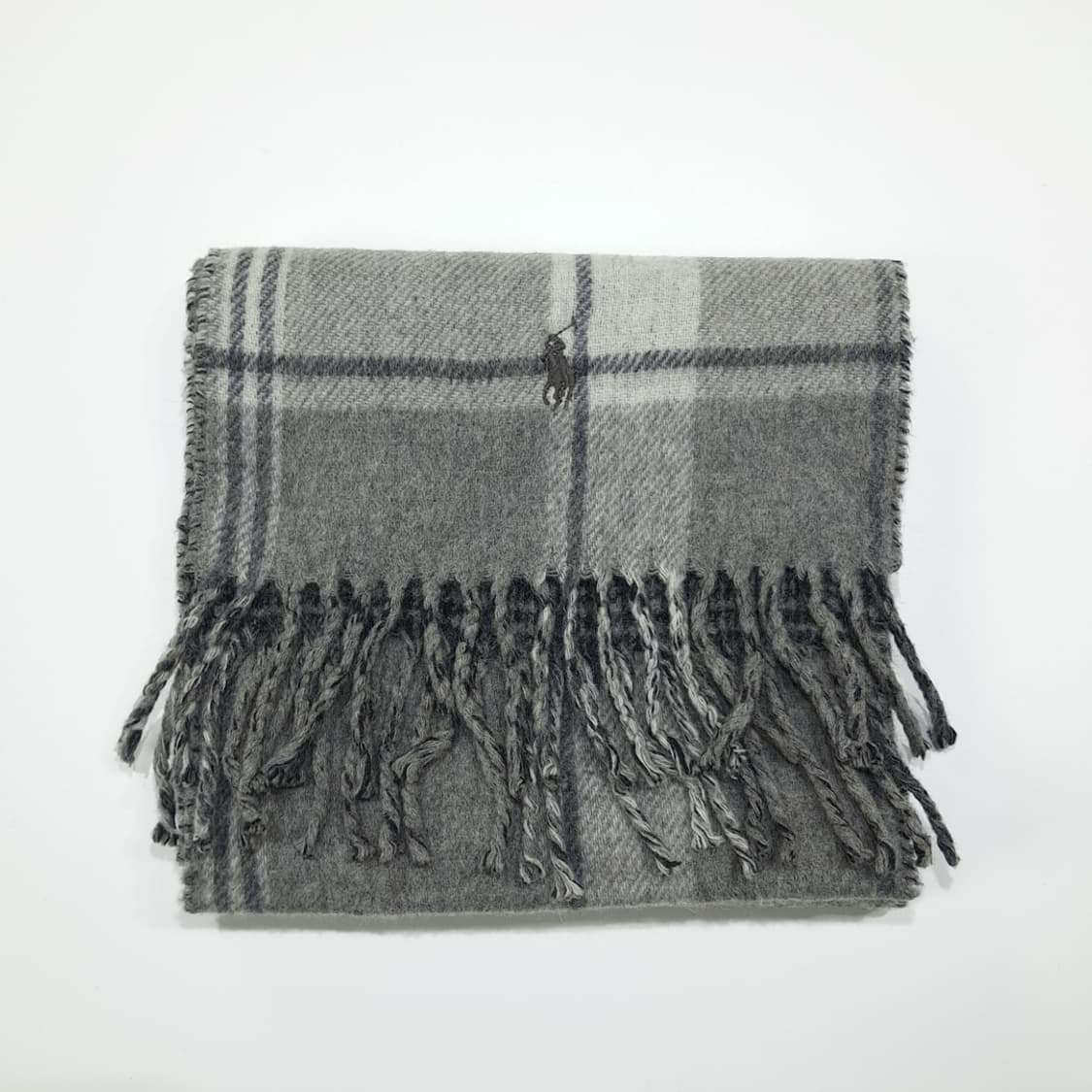 MX526 폴로 00s 이태리판 울 양면 체크 그레이 머플러 목도리 상품이미지7