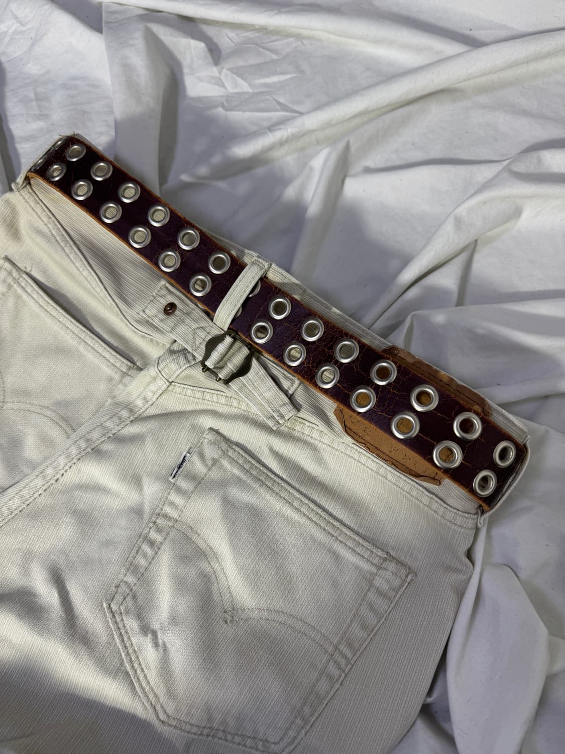 빈티지 더블 아일렛 레더 벨트 상품이미지2