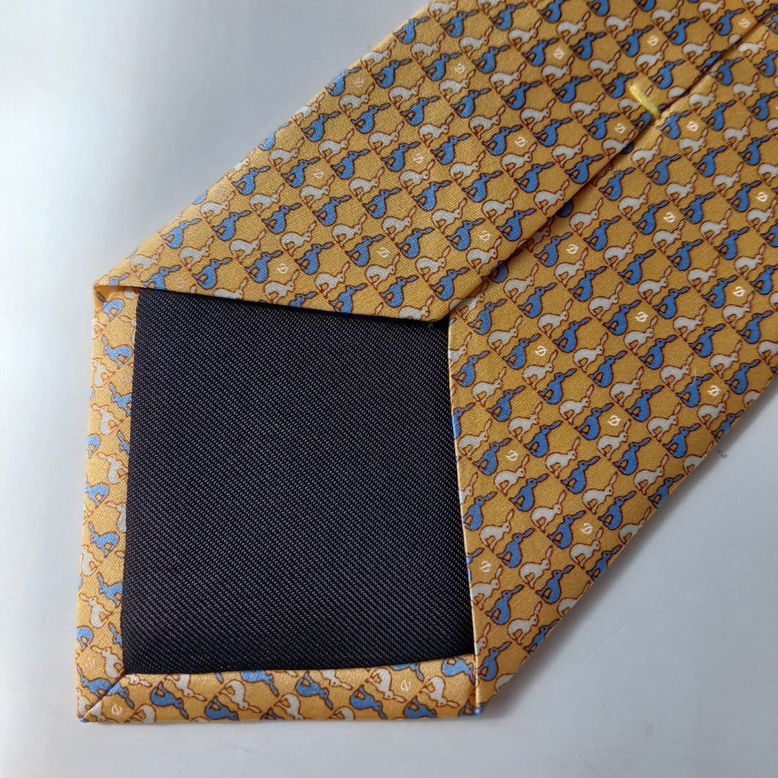 밀라 숀 실크 옐로우 토끼 패턴 넥타이 8.2cm S~A+등급 E803 상품이미지7