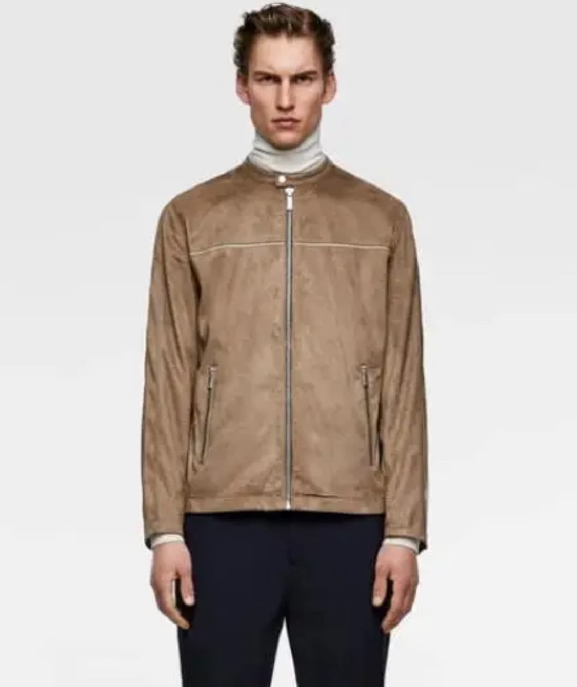 자라 스웨이드 자켓 블루종 집업 점퍼 브라운 S 상품이미지1