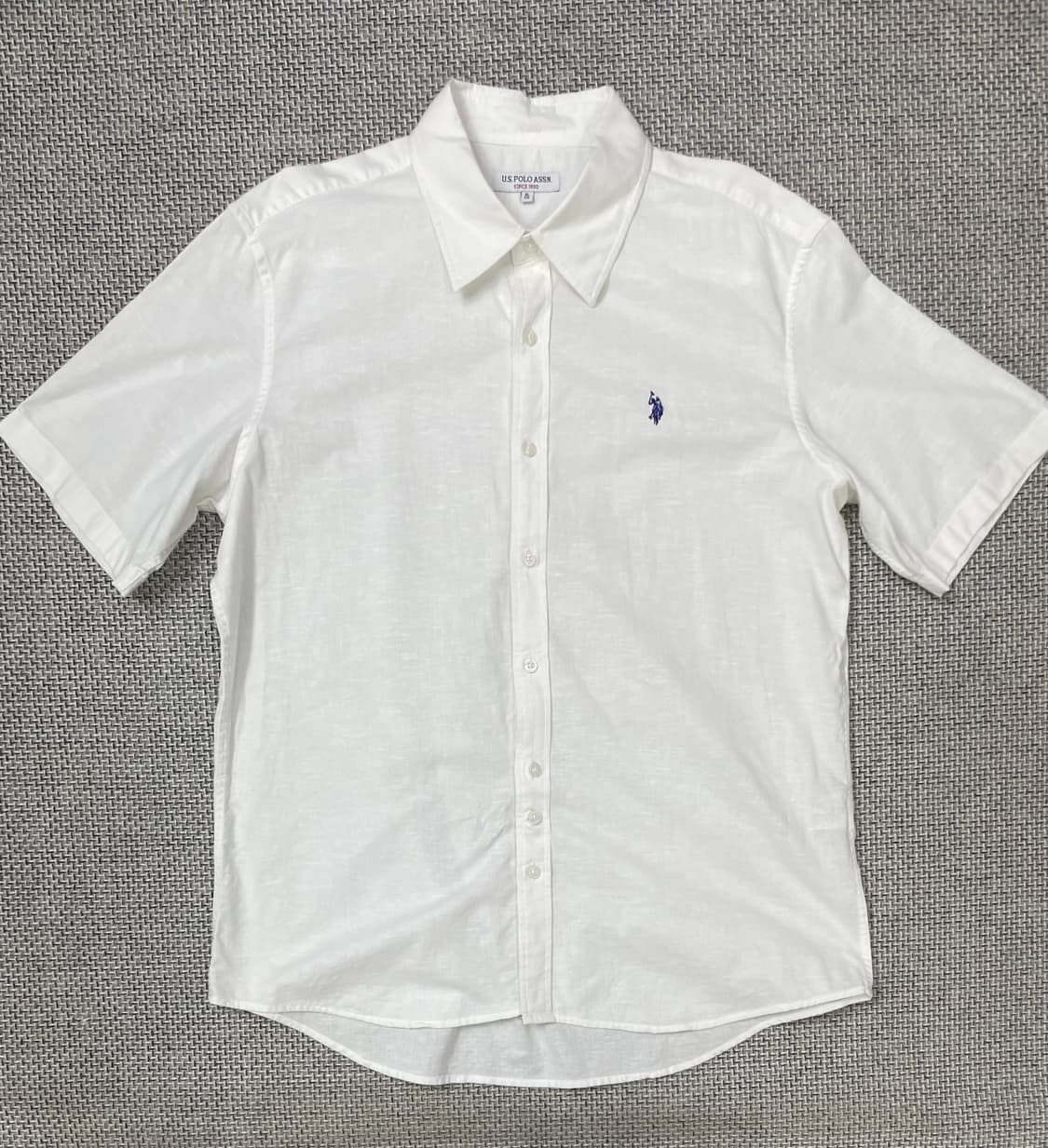 U.S. POLO ASSN. 화이트 린넨 혼방 반팔 셔츠 105 상품이미지1