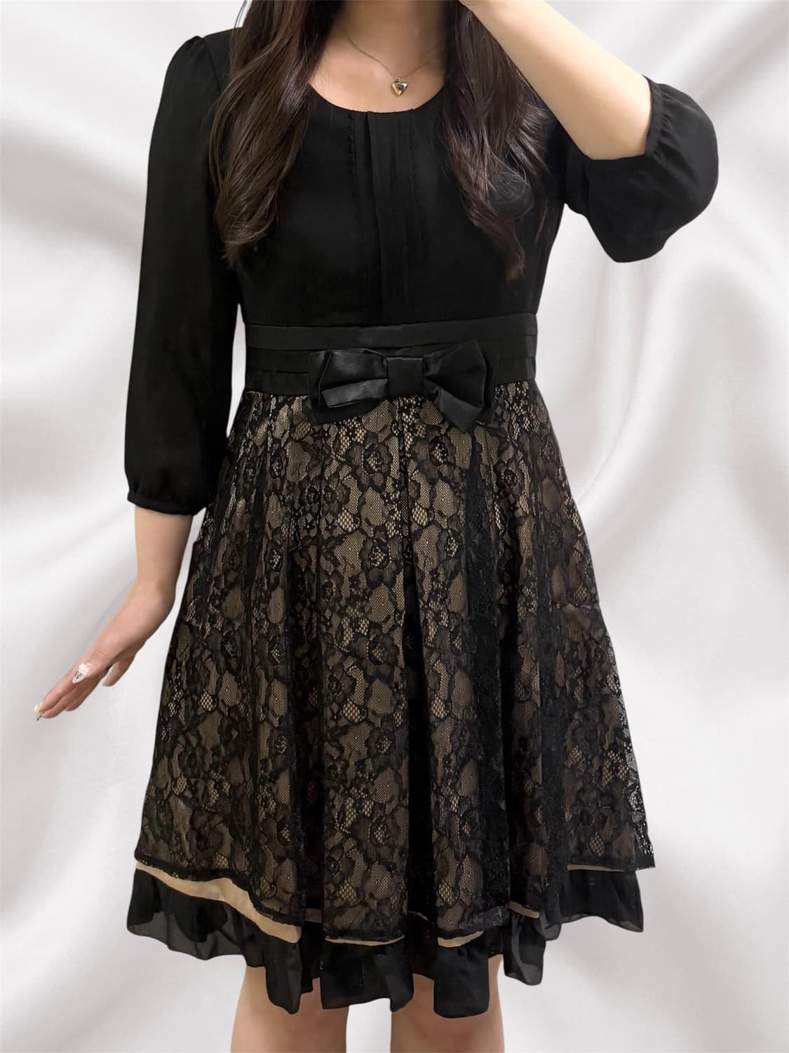 일브 세실맥비 스타일의 레이스 리본 원피스 상품이미지1