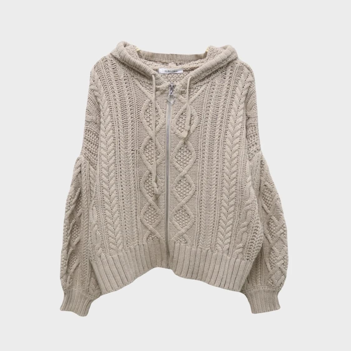 KHALITA 베이지 니트 후드 집업 60177 상품이미지1