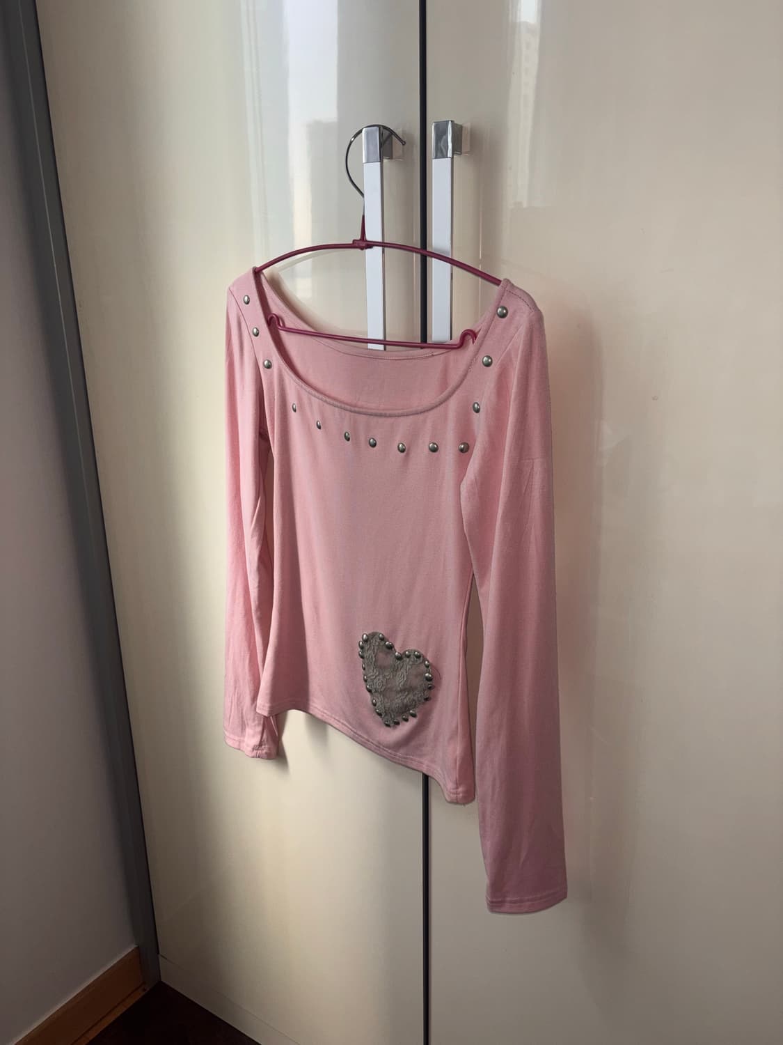 핑크 레이스 하트 롱 슬리브 상품이미지2