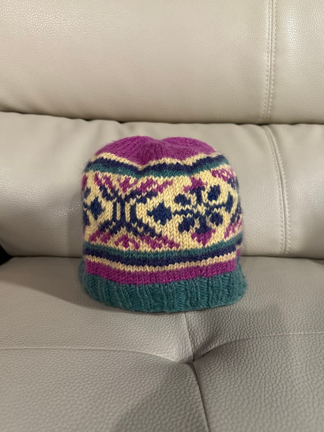 Snow pattern short knit beanie 상품이미지2