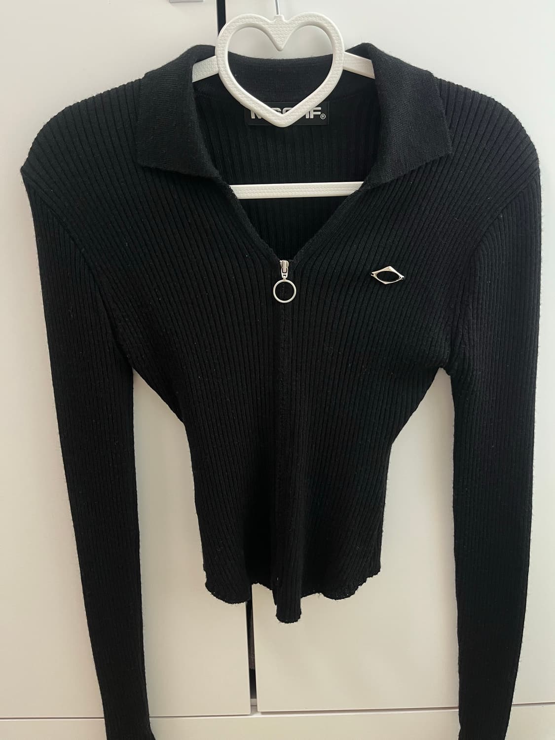 미스치프 니티드 롱 슬리브 셔츠 블랙 M 니트 집업 상품이미지2