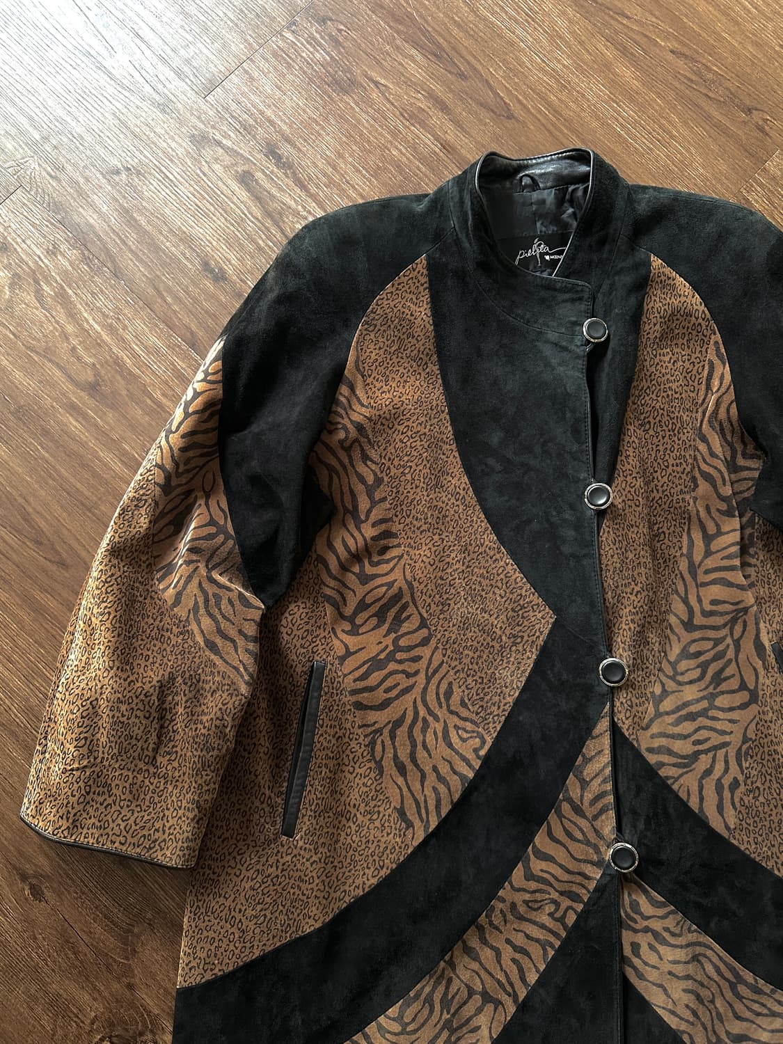 Pielita by Moonbat 레오파드 믹스 피그레더 코트 상품이미지9