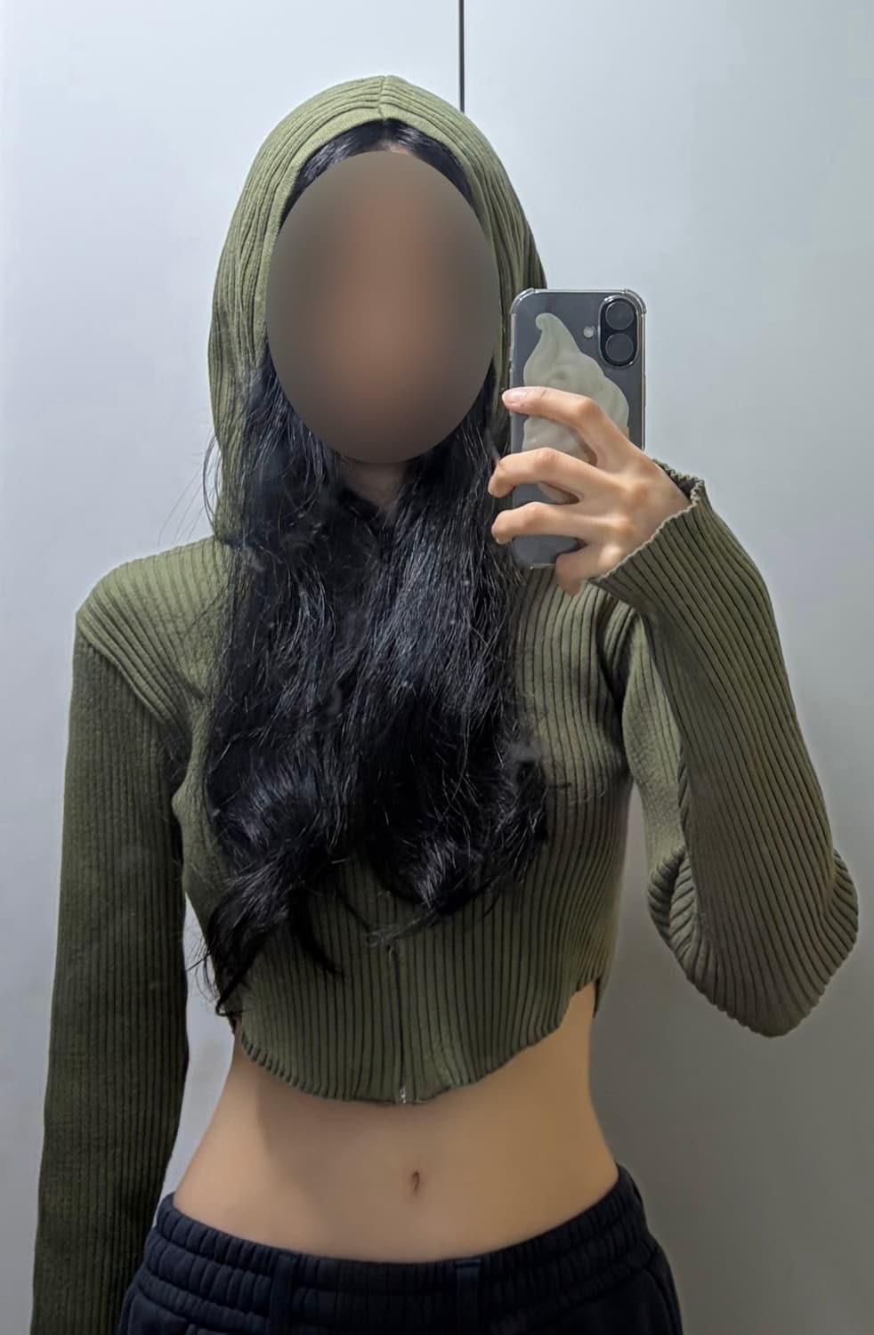 aeae 카키 크롭니트후드집업 상품이미지4