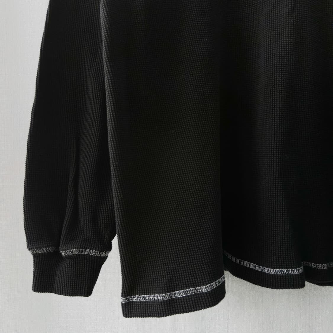 Overwhelm 압도 프린팅 와플 긴팔 티셔츠 블랙 L 상품이미지6