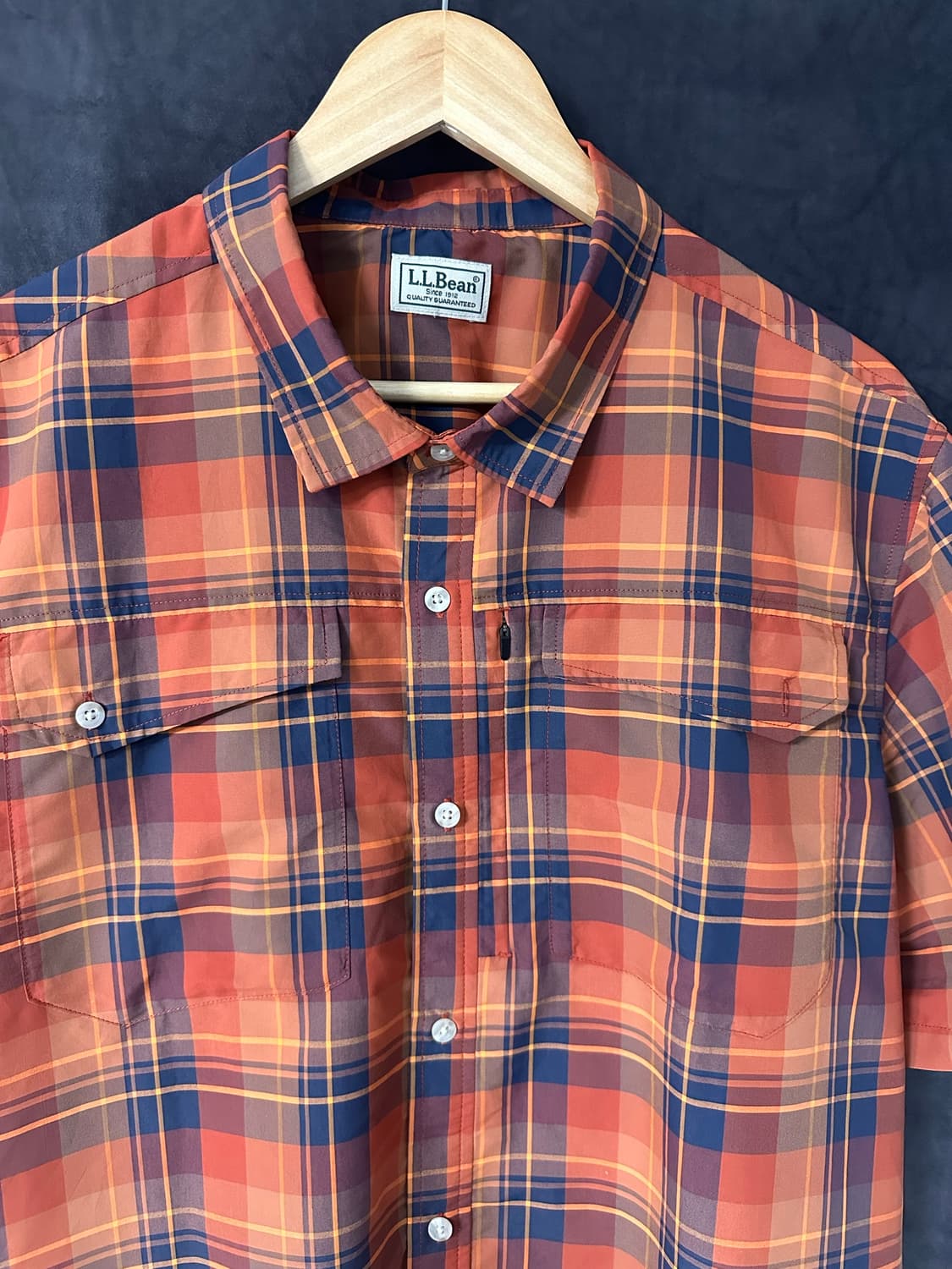 엘엘빈 L.L.Bean 체크 기능성 반팔 셔츠 아웃도어 낚시 캠핑 XL 상품이미지2