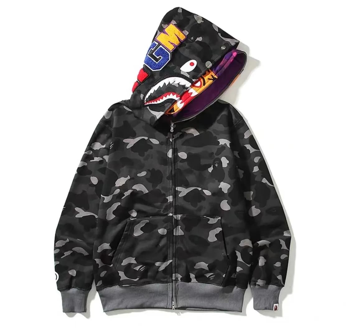 베이프 더블샤크후드 흑계 퍼플xl 새상품 상품이미지1