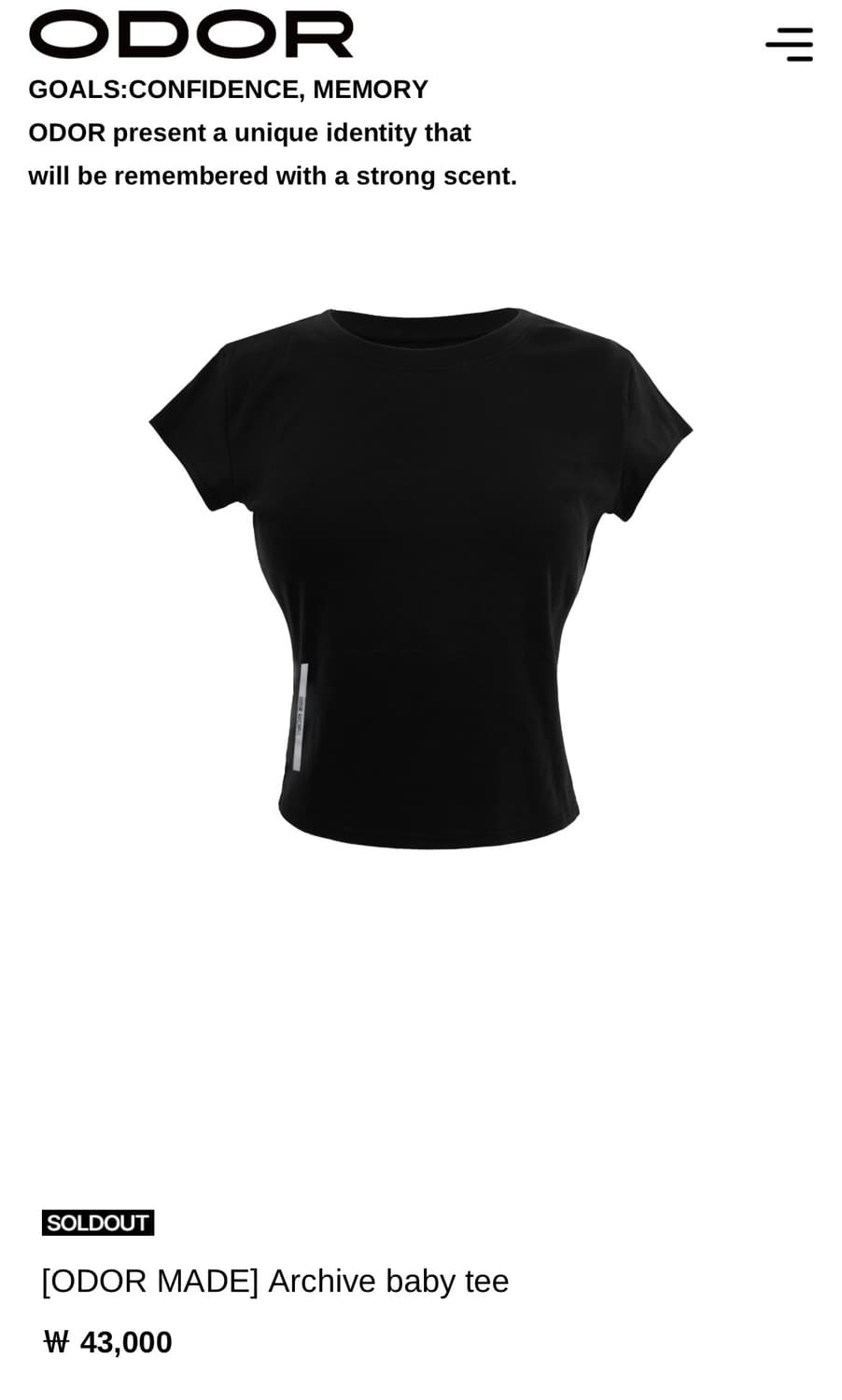 Odor archive baby tee black 상품이미지1