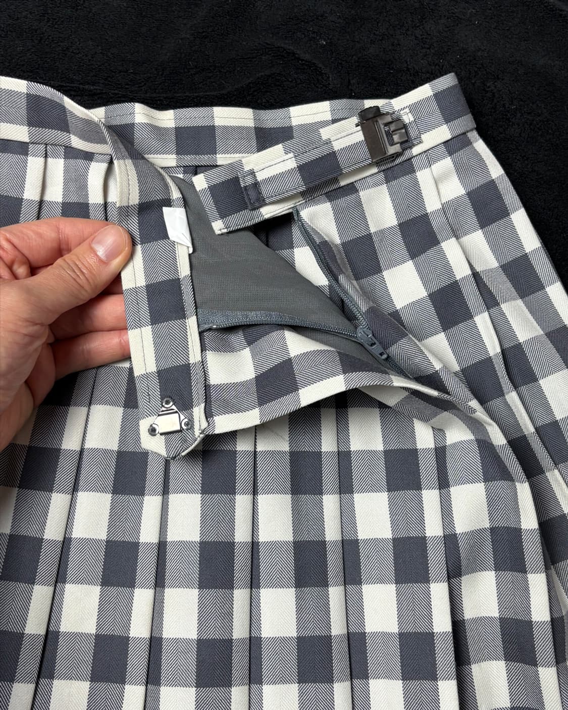 일본빈티지 그레이 체크 미디 스커트 상품이미지3