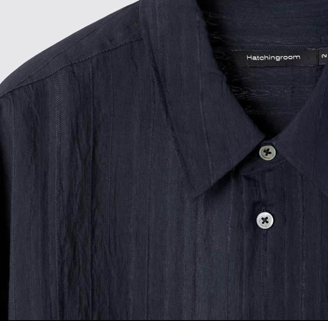 해칭룸 스트라이프 네이비 셔츠 상품이미지2