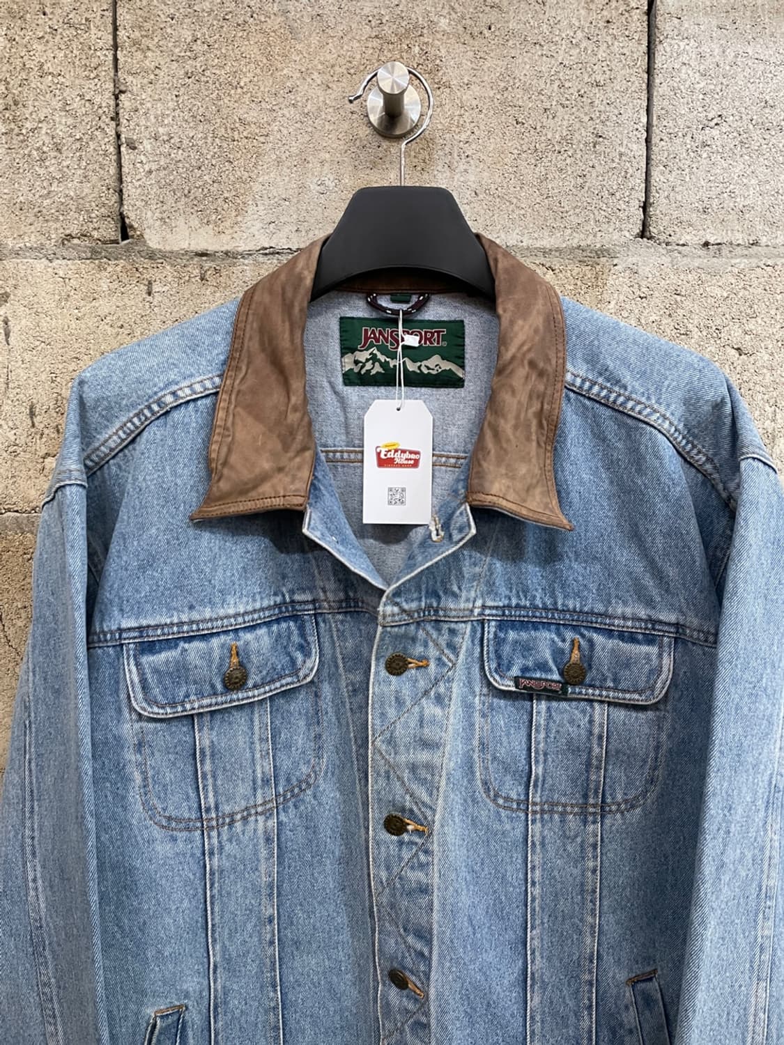 90s 잔스포츠 가죽 카라 데님 자켓 상품이미지2