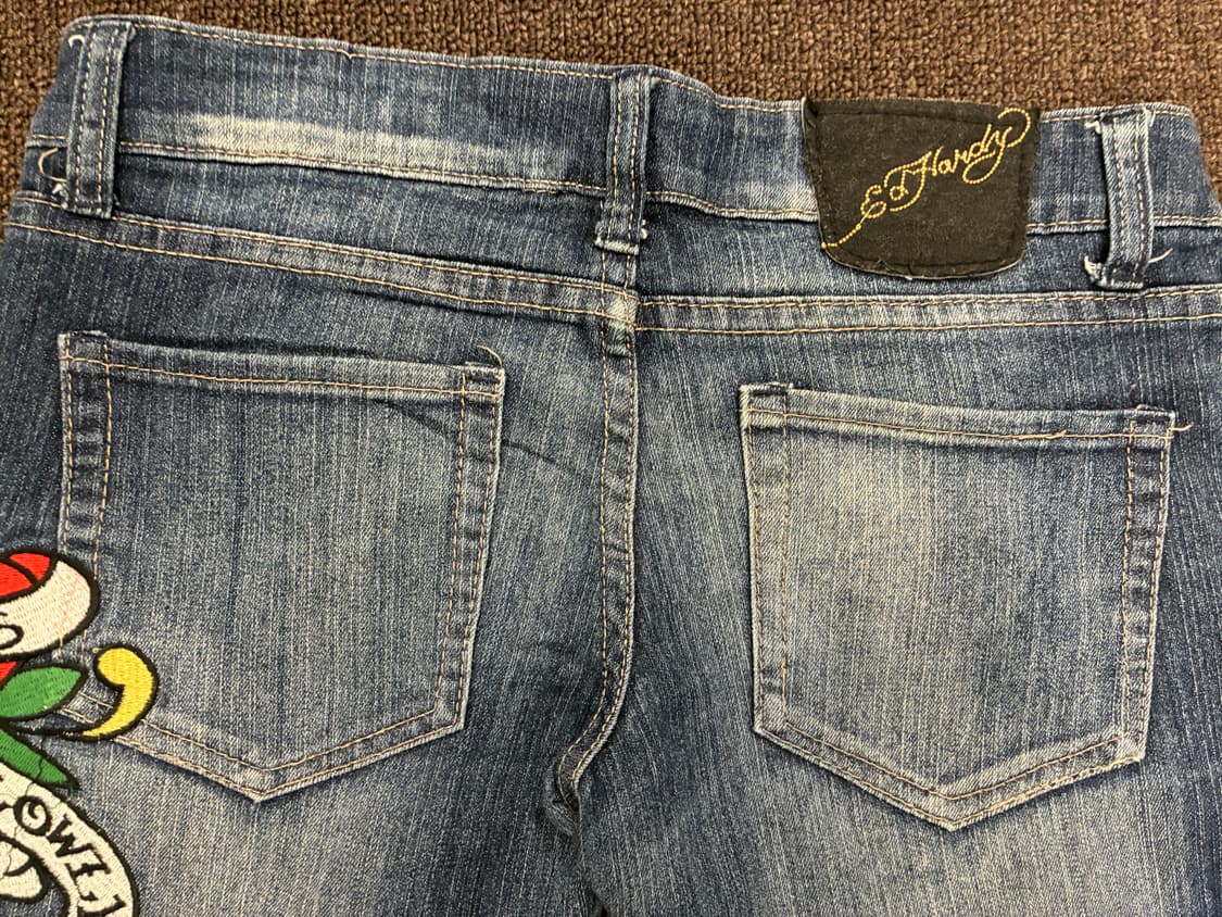 28)Ed Hardy 빈티지 여성 해골 자수 로우라이즈 데님팬츠 상품이미지9
