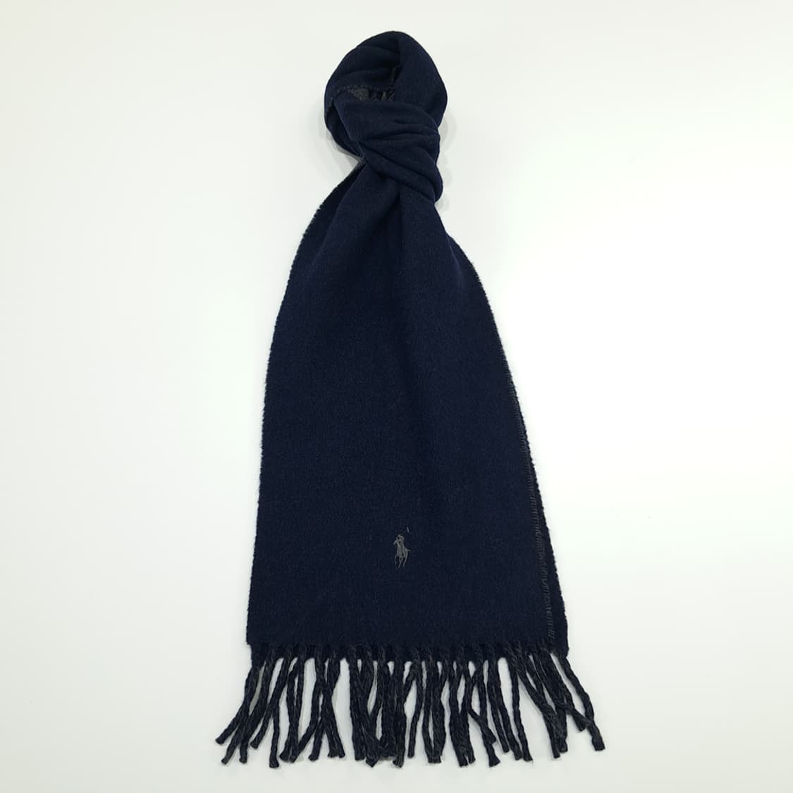 MX184 폴로 랄프로렌 로얄네이비 그레이 램스울 양면 목도리 머플러 상품이미지1
