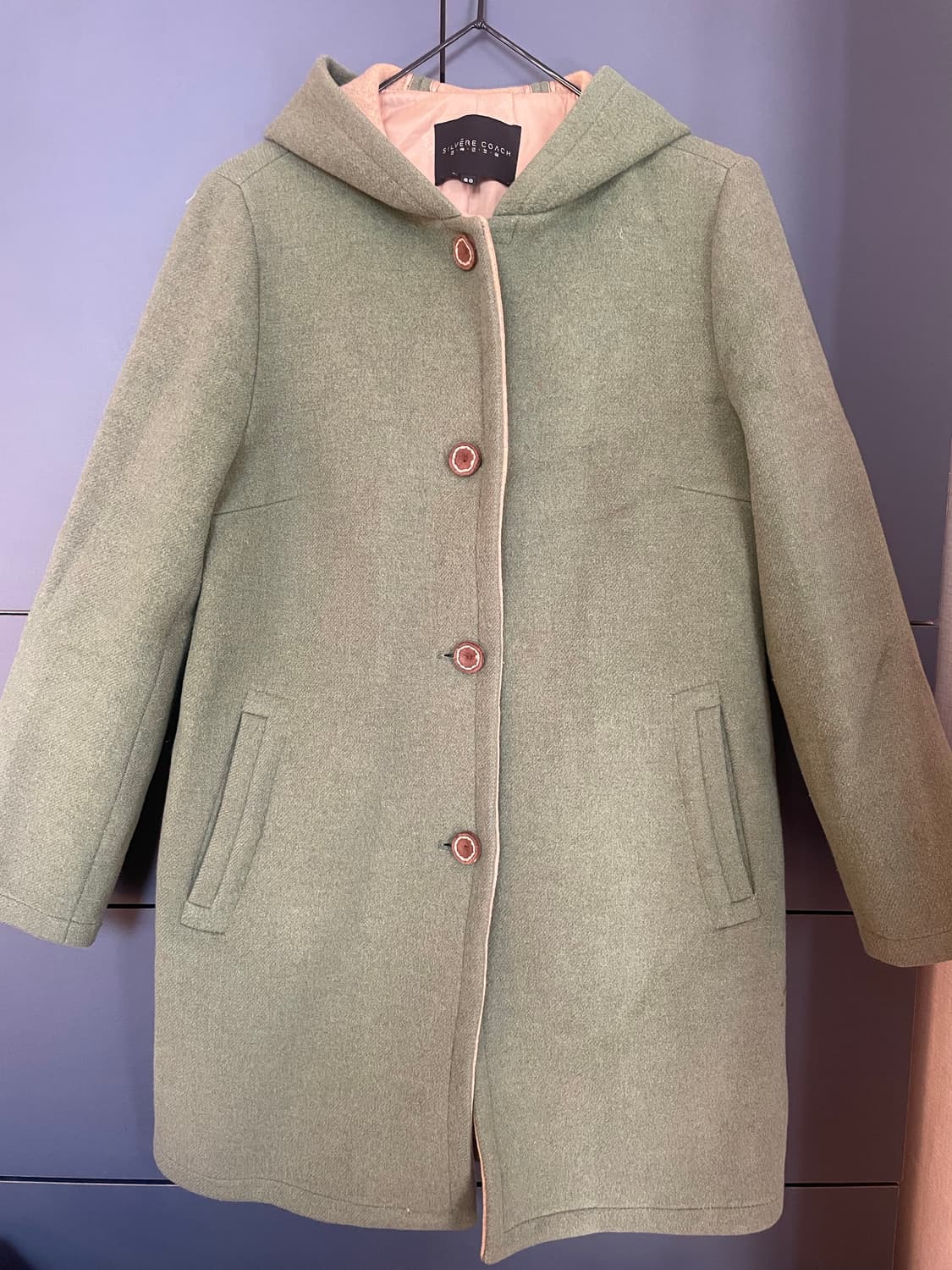 실베르꼬쉬 뮤트 올리브 그린 모리 하구미 후드 하프코트 상품이미지2