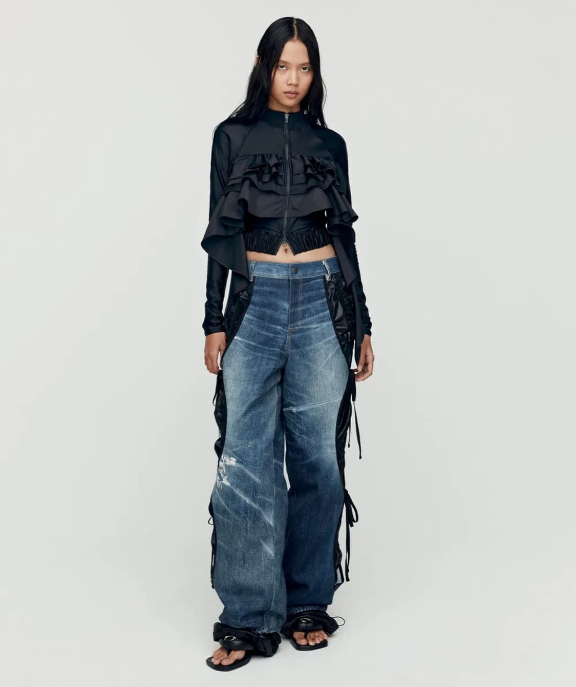 (새상품)앤더슨벨 데님 트롱프뢰유 레이어드 타잉 팬츠 상품이미지4