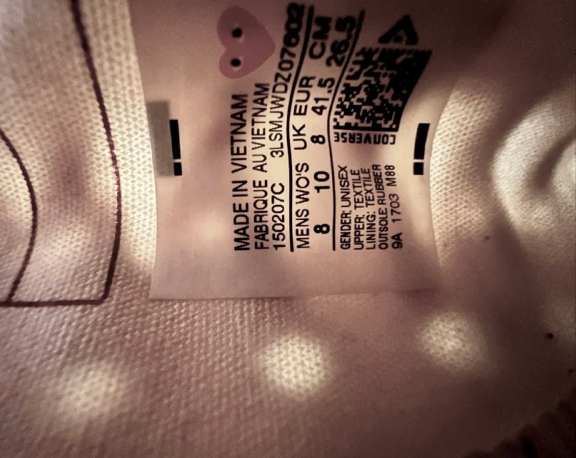 [정품] 컨버스 X 꼼데가르송 플레이 척 70 로우 아이보리 265 상품이미지7