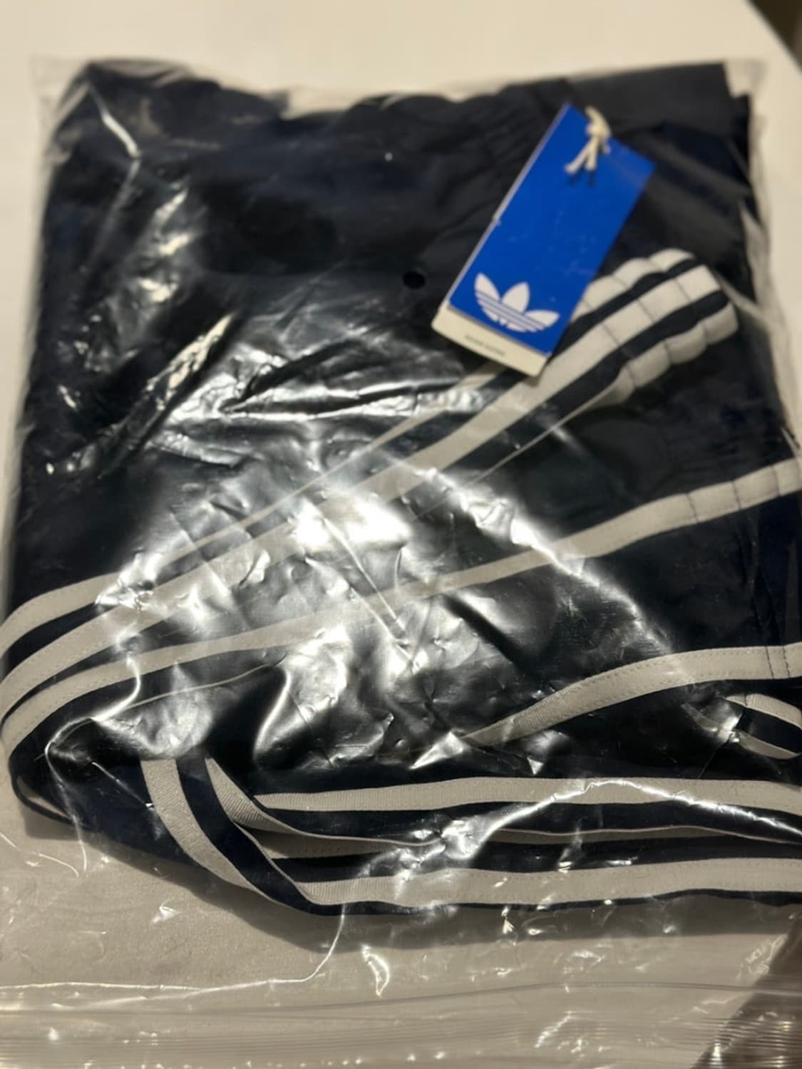 아디다스 새틴 와이드 레그 팬츠 네이비 상품이미지2