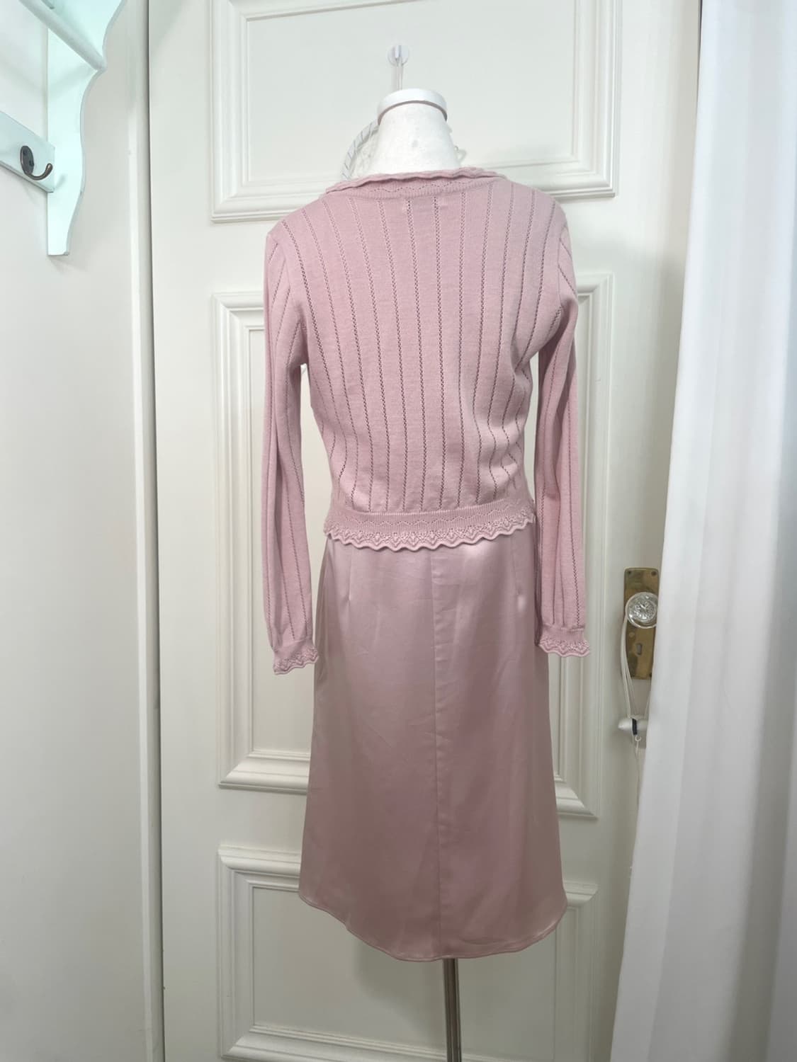 pink crochet lovely bolero&EF-DE satin s 상품이미지3