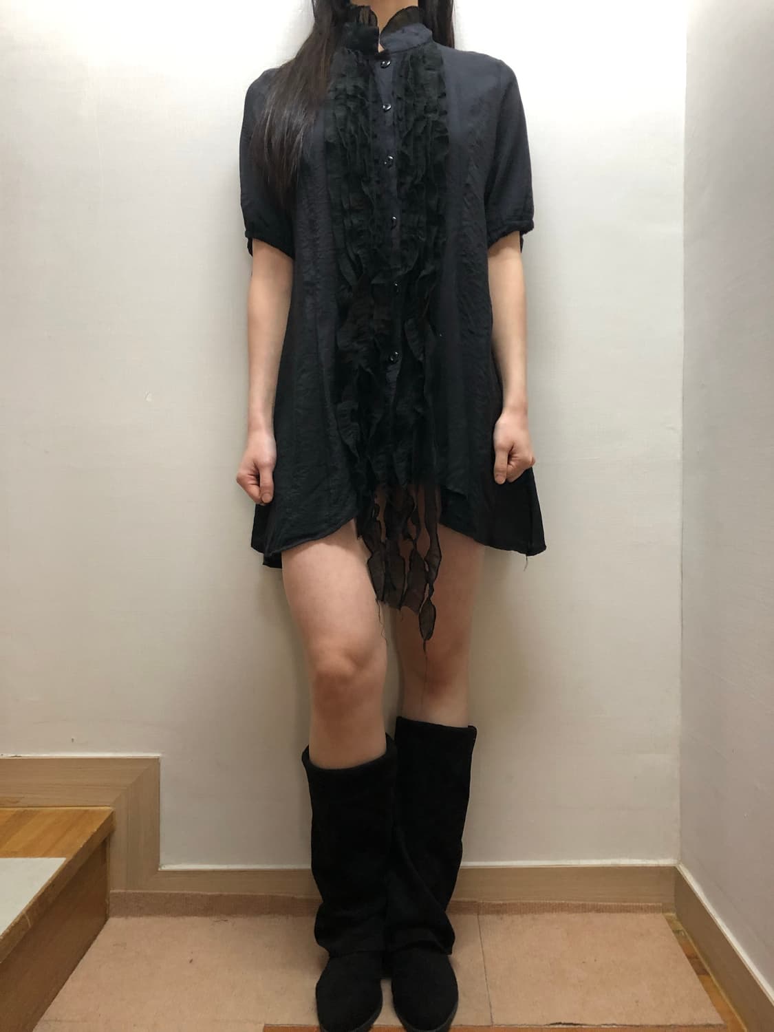 빈티지 블랙 프릴 미니 원피스 상품이미지6