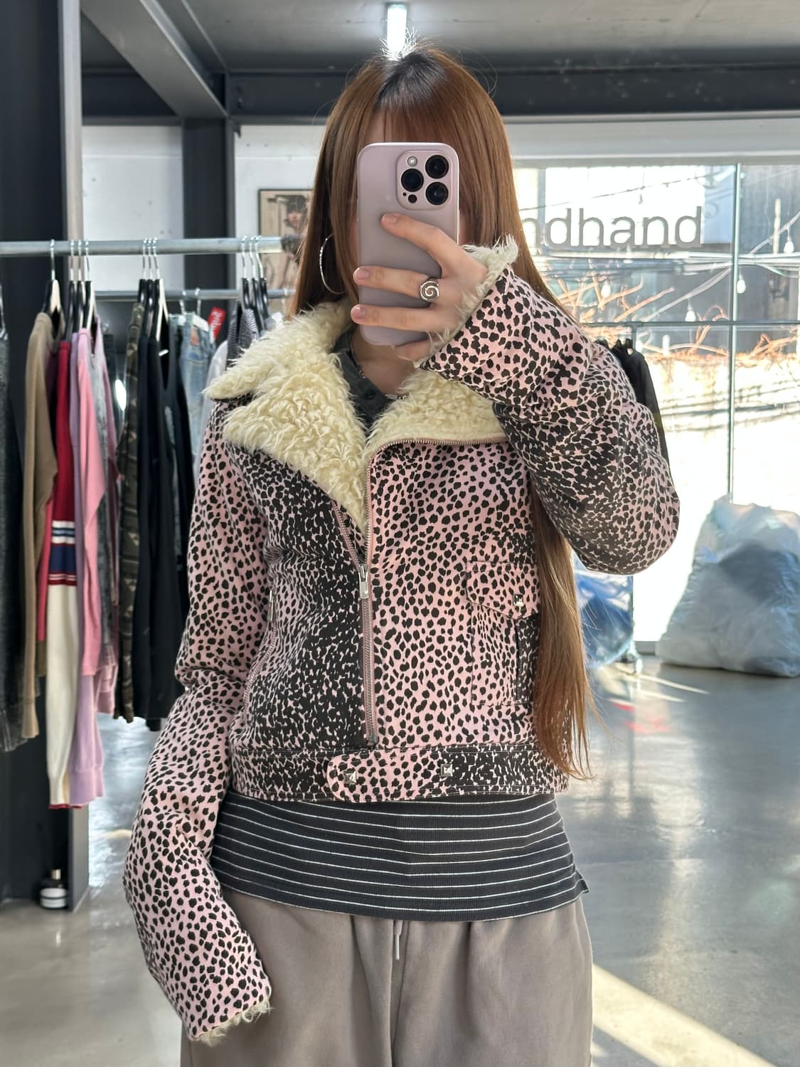 히스테릭글래머 레오파드 퍼무스탕 라이더자켓 상품이미지1