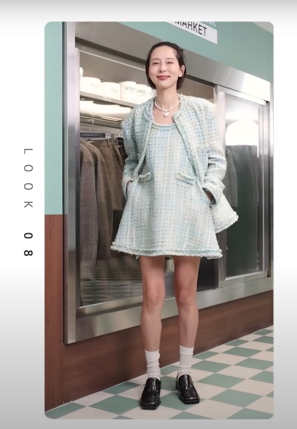 인스턴트펑크 트위드 슬리브 플레어 미니 원피스 0 김나영착용 상품이미지4