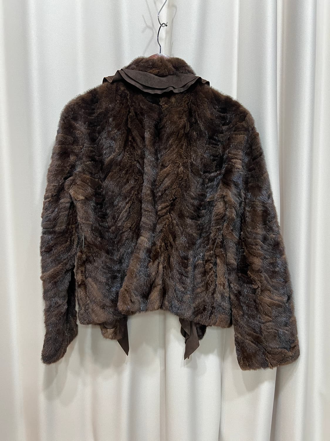 The Izzat collection 밍크 브라운 오픈 퍼 자켓  상품이미지3