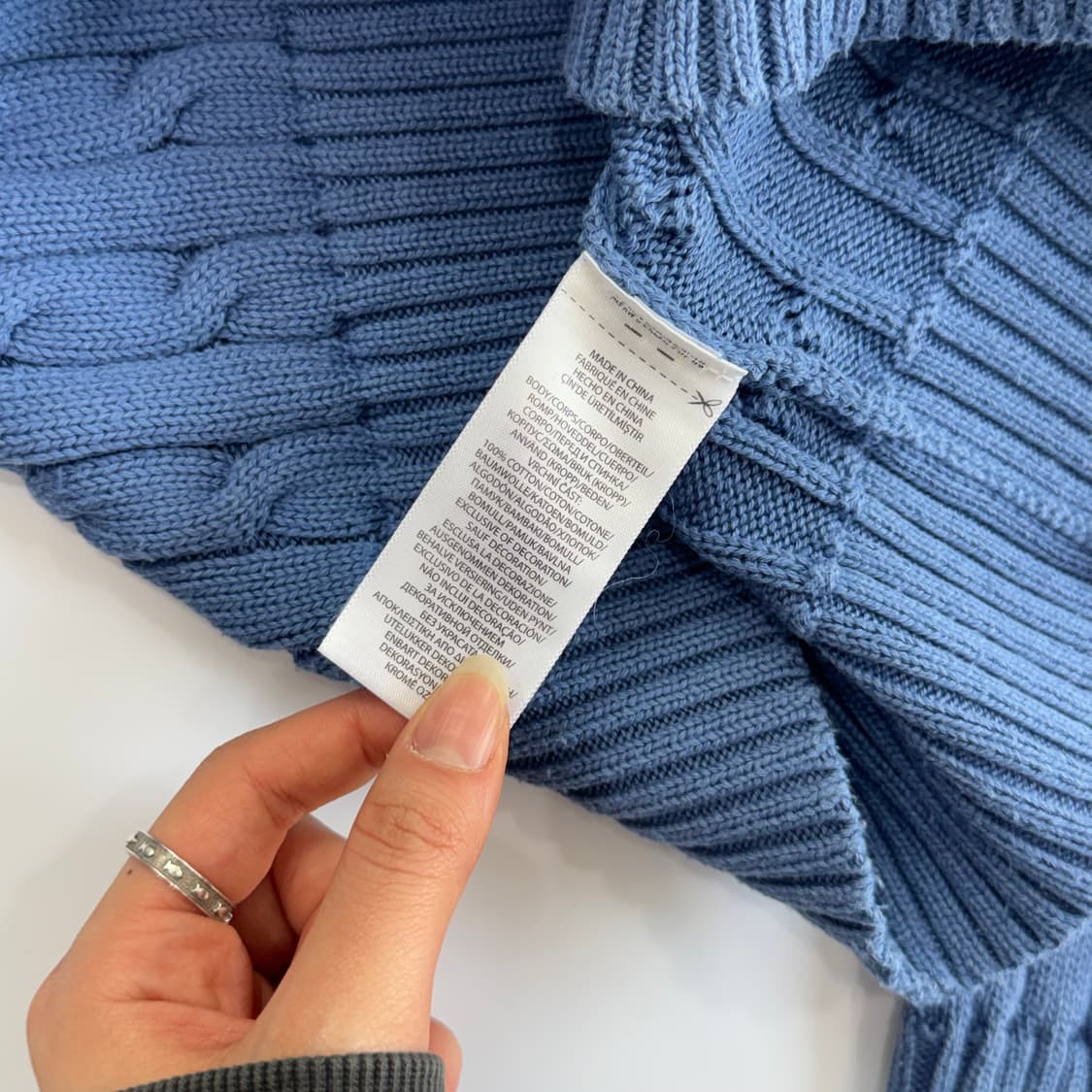 Polo 폴로 화이트 포니 블루 케이블 브이넥 니트 상품이미지6