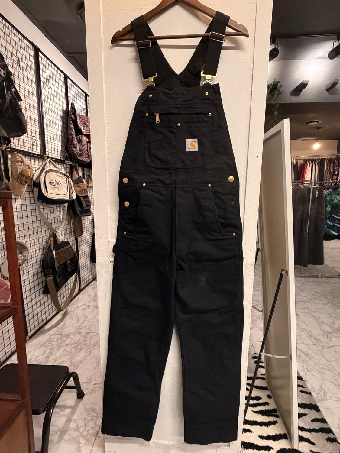 (정품/M) 칼하트 데님 오버롤 블랙 a1 상품이미지1