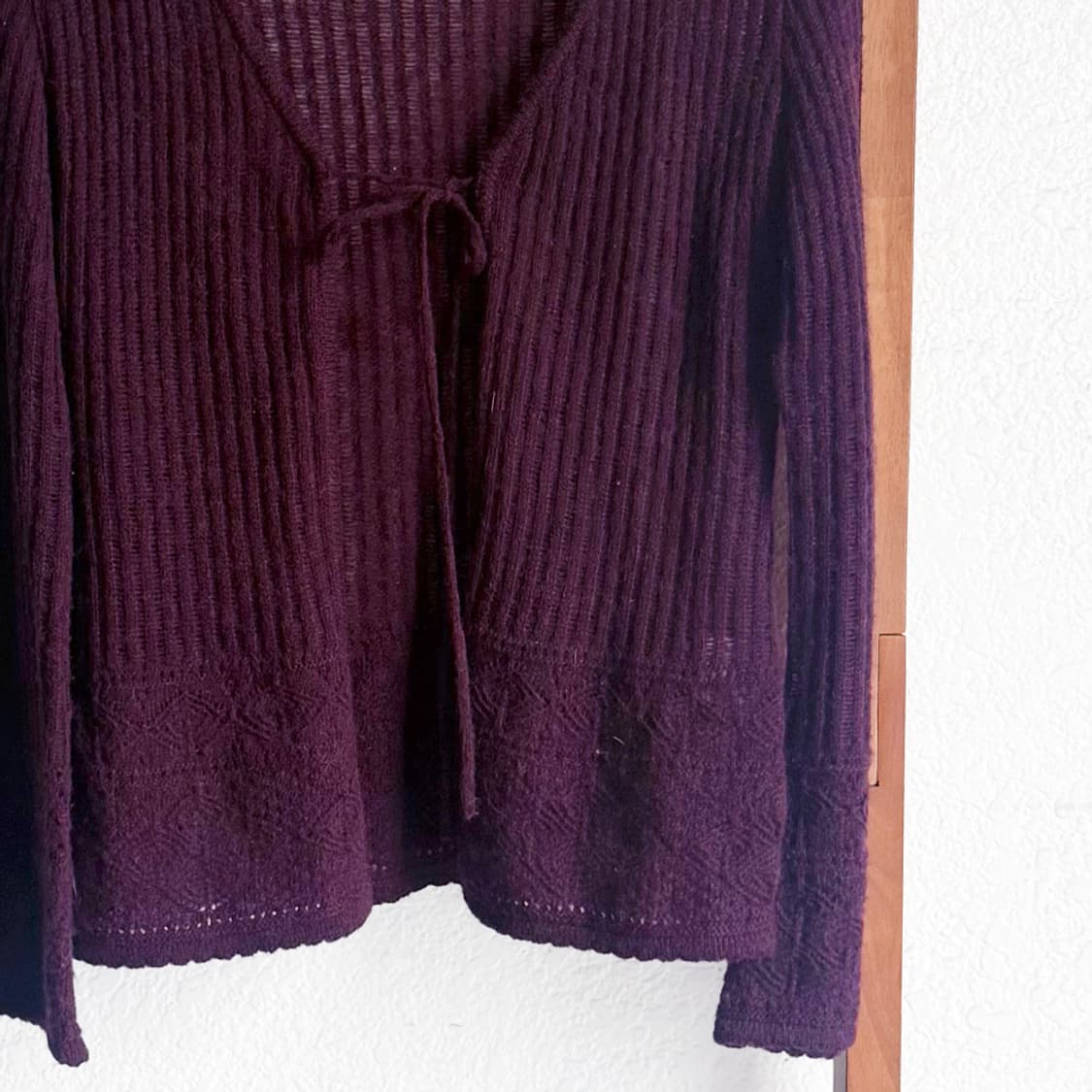 여름의 와인빛 니트 가디건 상품이미지3