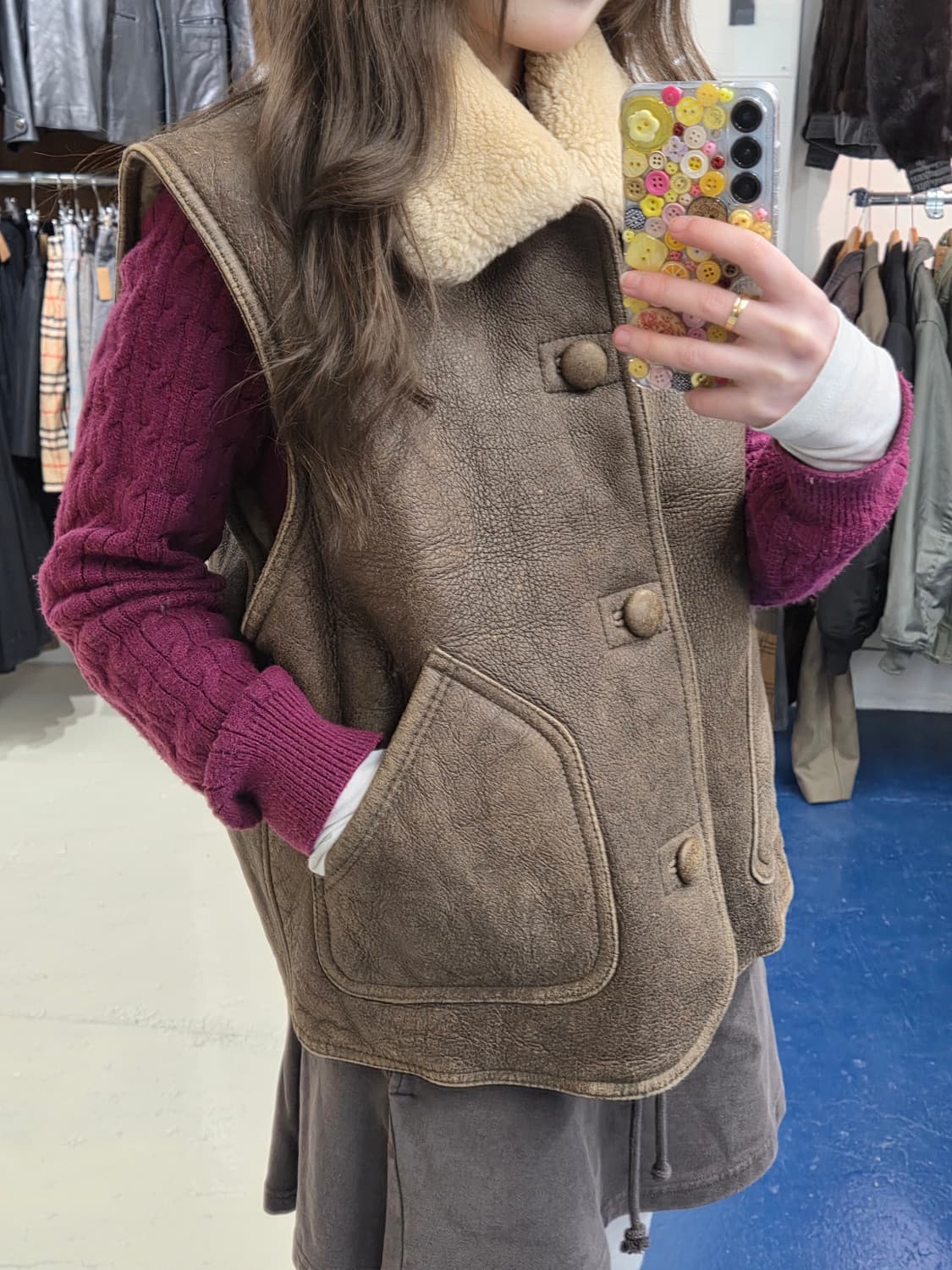 1990s B-3 양가죽 양털 무스탕 베스트 상품이미지2