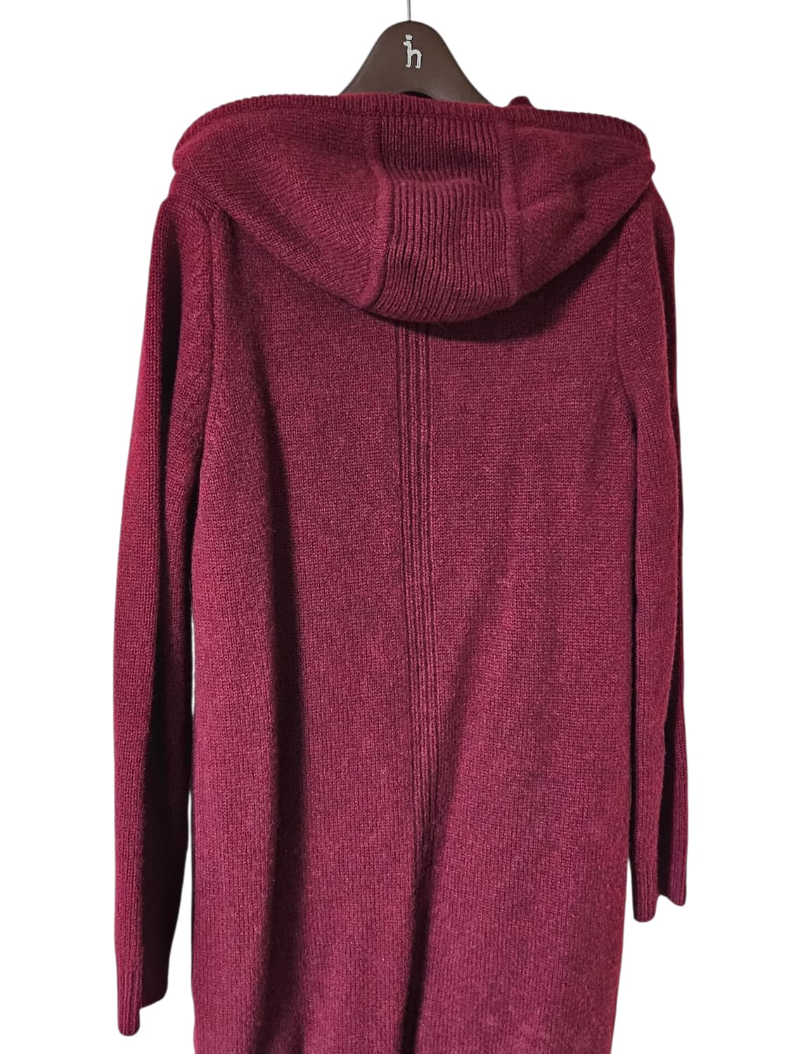 헤지스 여성 후드 니트코트 55~55½ 버건디 롱가디건 상태좋음 상품이미지9