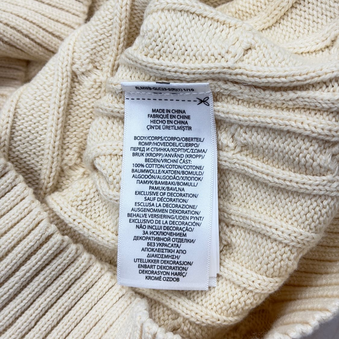 폴로 랄프로렌 신형 케이블 꽈배기 니트 아이보리 L 상품이미지5