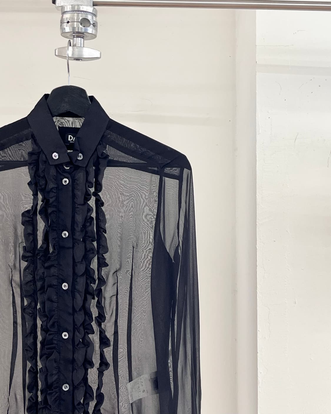 돌체 앤 가바나 블랙 실크 러플 블라우스 상품이미지4