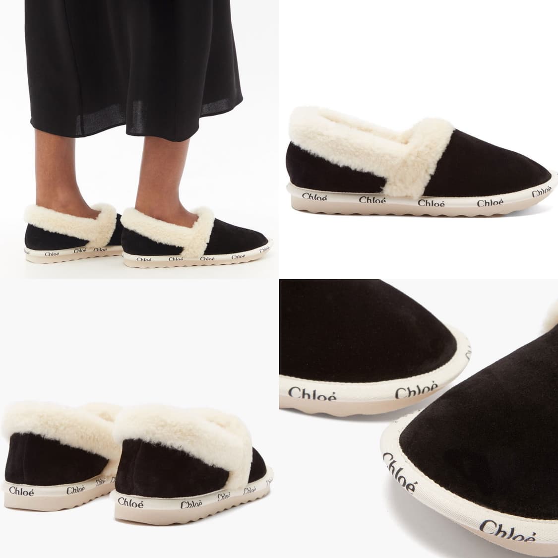 Chloe 끌로에 우디 양모 시어링 스웨이드 퍼 슬립온225-230 상품이미지2