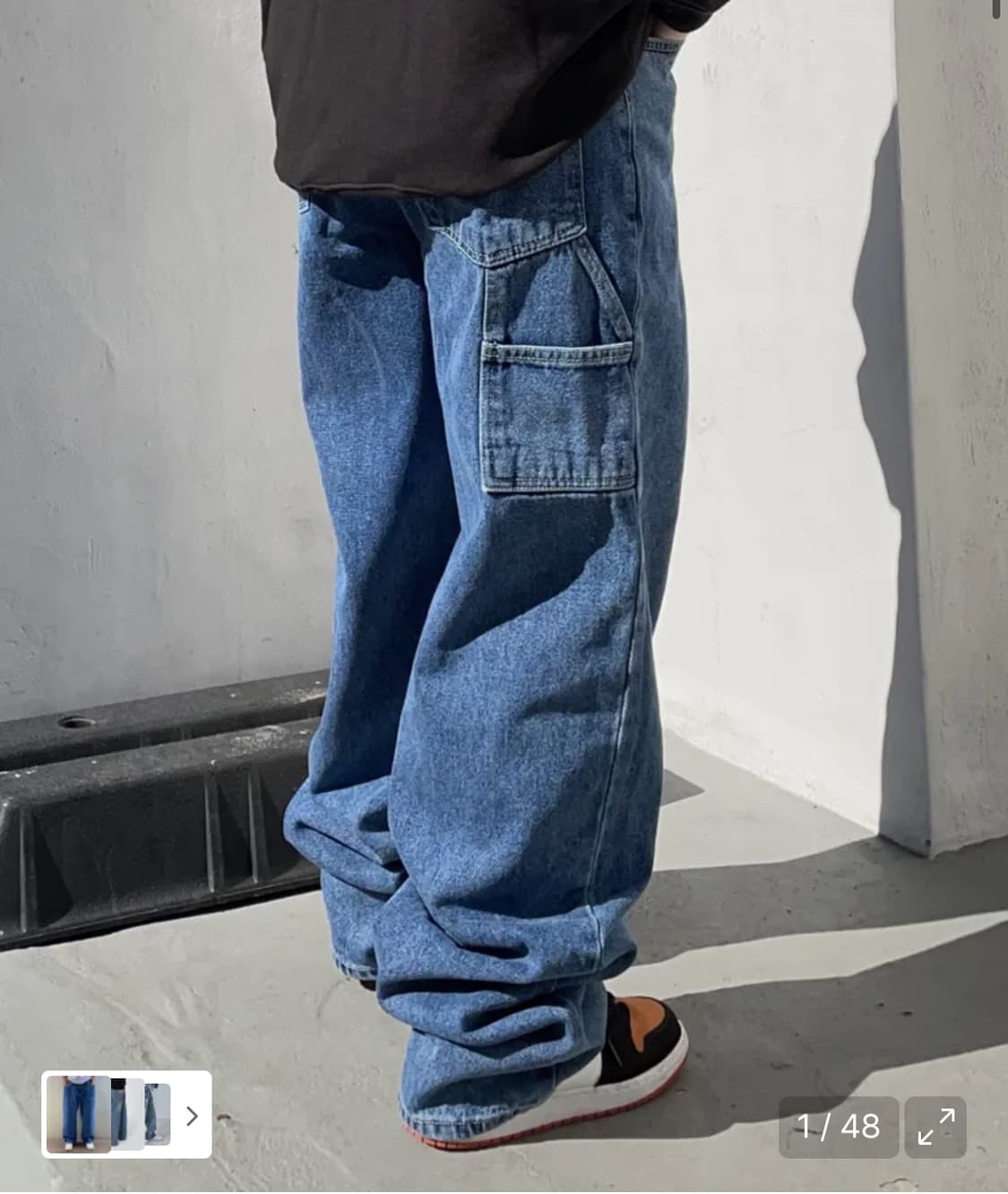 비에스래빗 카펜터 루즈핏 데님 팬츠 딥블루 L 상품이미지1