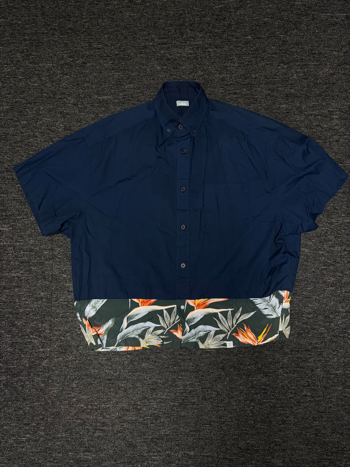 컬러(KOLOR) 다크네이비 하와이안배색 반팔 셔츠 (3) 상품이미지1